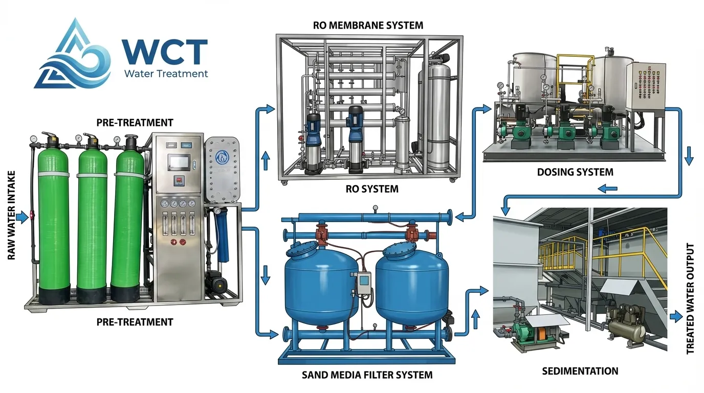 Process Flow Diagram Water Treatment Plant with WCT Equipment - WCT ...