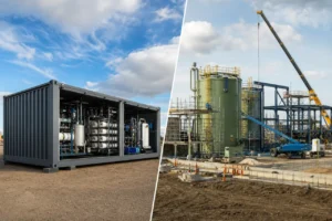 Containerized treatment systems visual for containerized systems vs. field-erected treatment facilities