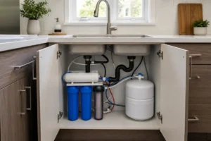 custom water treatment equipment installed in industrial facility