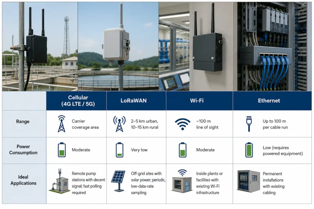 Diagram of remote monitoring system architecture for water treatment plants