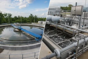 clarifier vs DAF treatment equipment with tanks piping and inspection details