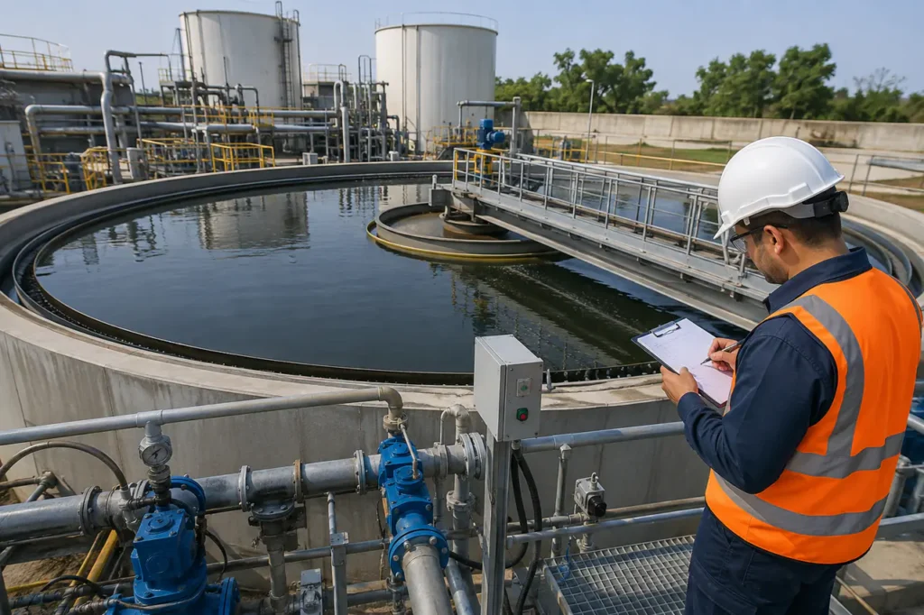 high rate clarifier treatment equipment with tanks piping and inspection details